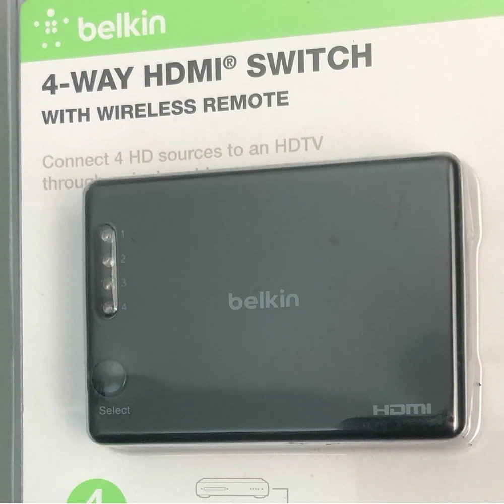 belkin 4-Way HDMI Switch in Black With Wireless Remote